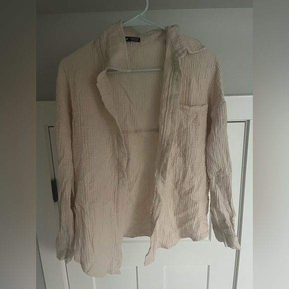 SHEIN Tops - SHEIN Beige Textured Shirt